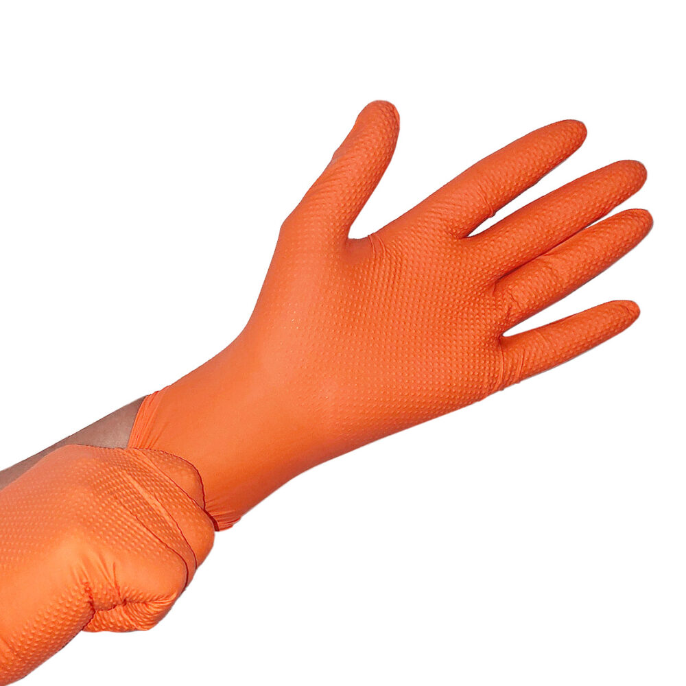 Guante de nitrilo naranja EliteWear de 8 mil