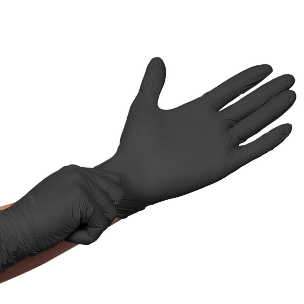 Guante de nitrilo negro EliteWear sin polvo