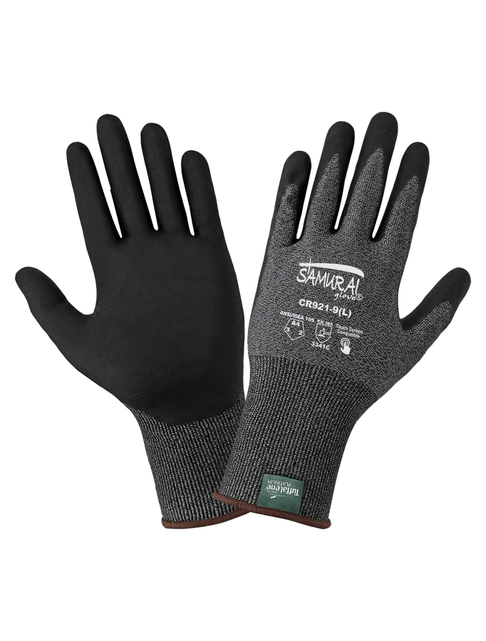 Guantes resistentes al corte Samurai Glove® Salt-and-Pepper con recubrimiento y compatibilidad para pantallas táctiles, fabricados con Tuffalene® Platinum de 21 calibres – CR921