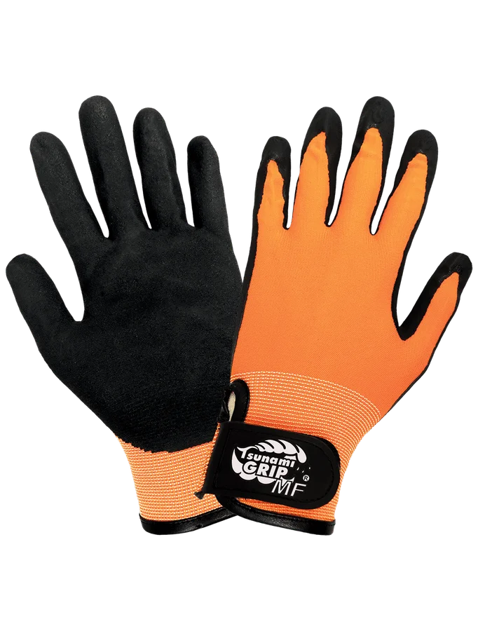 Guantes Tsunami Grip® MF de alta visibilidad con recubrimiento de nitrilo Mach Finish en la palma, resistentes a cortes, abrasiones y perforaciones – 510MFV